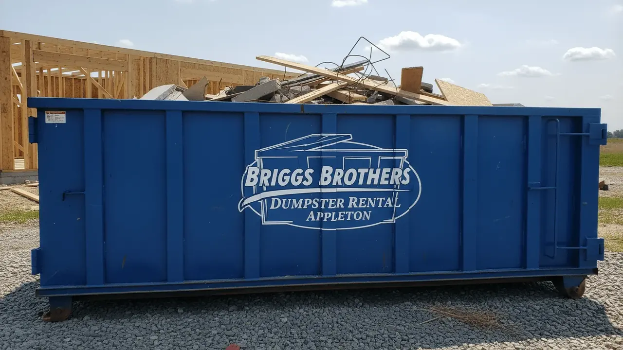 Roll-off dumpster delivered in Neenah, WI by Briggs Brothers Dumpster Rental Appleton Roll-off dumpster delivered in Neenah, WI by Briggs Brothers Dumpster Rental Appleton